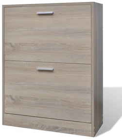 vidaXL Schoenenkast met 2 vakken eiken-look hout