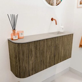 Mondiaz Joya DLux 90cm toiletmeubel ronding links dusk met wastafel faye rechts zonder kraangat opalo
