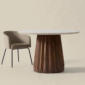 Ronde Eettafel Travertin Blad - 120 X 120cm.