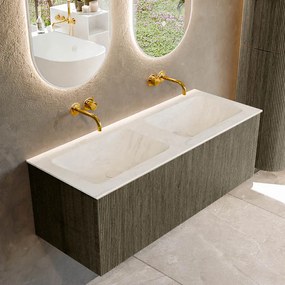 Mondiaz Kurve-dlux 120cm badmeubel shadow met 1 lade en wastafel leaf dubbel zonder kraangat opalo