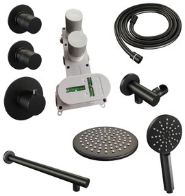 Brauer Black Edition complete inbouw regendouche met 3 standen handdouche, rechte wandarm en hoofddouche 20cm set 7 zwart mat