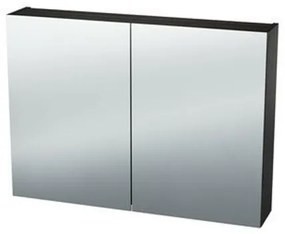 Nemo Spring Nebulo luxe spiegelkast - 80x65x17.8cm - 2 dubbelzijdige spiegeldeuren - glazen leggers - met stopcontact - zonder schakelaar - kleur: H1199 ST12 Thermo Oak Black 20037052