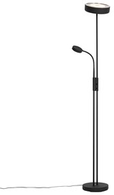 Vloerlamp zwart incl. LED en dimmer met leeslamp - Kelso