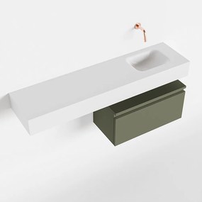 Mondiaz Andor toiletmeubel 60cm army met witte wastafel 120cm rechts zonder kraangat