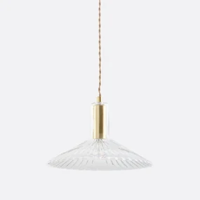 Hanglamp in messing en geribbeld glasØ24,5cm, Gramma