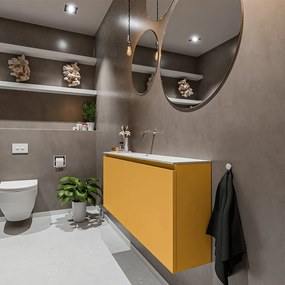 Mondiaz Ture 120cm toiletmeubel ocher met wastafel talc midden geen kraangat