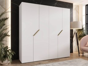 Kledingkast Hartford 595, Wit, Gouden, 202x200x52cm, 135.3 kg, Kledingkast deuren: Met scharnieren