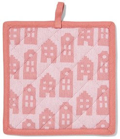 HEMA Pannenlap 21x21 Roze Huisjes (roze)