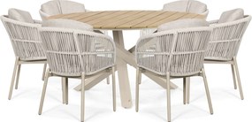 Tuinset Ronde Tuintafel 6 personen 150 cm Rope Zand/Beige Lifestyle Garden Furniture Monaco/Ancona