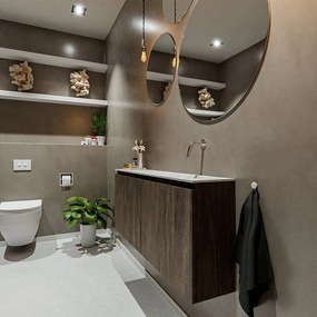 Mondiaz Ture 120cm toiletmeubel dark brown met wastafel talc rechts geen kraangat
