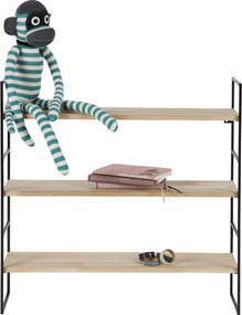 Woood Hangend Wandrek 'Meert' met 3 planken, kleur Zwart
