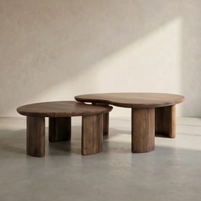 Organische Salontafelset Acaciahout - 99 X 76cm.