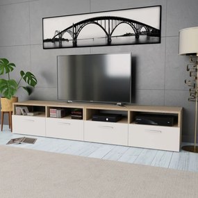 vidaXL Tv-meubels 95x35x36 cm spaanplaat eikenkleurig en wit 2 st