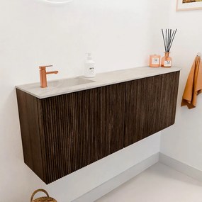 Mondiaz Joya DLux 110cm toiletmeubel ronding rechts walnut met wastafel faye links 1 kraangat ostra