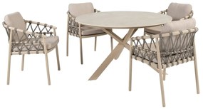 Taste by 4 Seasons Piacenza tuinset met Prado tafel 130 cm keramiek Tuinstoel   beige weerbestendig