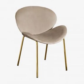 Eetkamerstoel In Fluweel Fior Gold Grijs – Taupe – Koel & Goud - Sklum