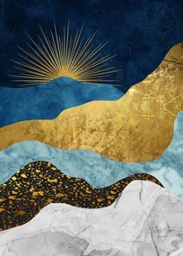 Ilustratie Golden abstract mountain peak art poster., Luzhi Li, (30 x 40 cm)