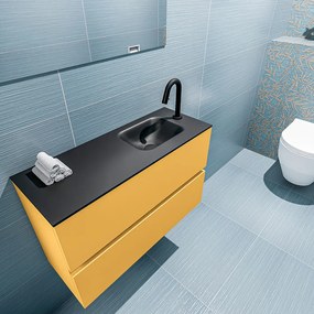 Mondiaz Ada 80cm toiletmeubel ocher met wastafel urban rechts 1 kraangat