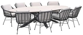 Garden Impressions Lucas tuinset 9-delig - Tulli tuintafel 280x140 cm