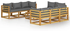 vidaXL 9-delige Loungeset met kussens massief acaciahout