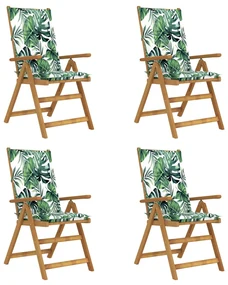 vidaXL Tuinstoelen 4 st verstelbaar met kussens massief acaciahout