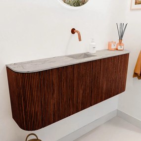 Mondiaz Joya DLux 115cm toiletmeubel ronding links/rechts ruby met wastafel faye midden zonder kraangat glace