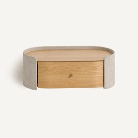 Hangend nachtkastje, eikenfineer en stof, Firmo