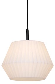 Moderne buiten hanglamp zwart met witte kap 45,6 cm IP44 - Robbert
