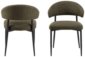 IRIS Olijfgroen (stof Basel 77) - GESTOFFEERDE STOEL MET GEVLOCHTEN RUGLEUNING VOOR WOONKAMER/EETKAMER LOFT