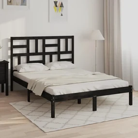 vidaXL Bedframe massief hout zwart 150x200 cm 5FT King Size