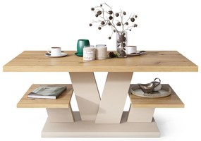 Mazzoni VIVA MAT Artisan eik/béžová - MODERNE KOFFIE TAFEL MET SCHAPPEN