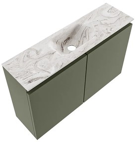 Mondiaz Ture DLux toiletmeubel 80cm army met wastafel glace midden met kraangat