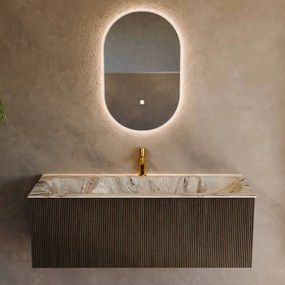 Mondiaz Kurve-dlux 120cm badmeubel shadow met 1 lade en wastafel big large midden 1 kraangat glace