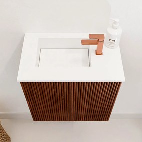 Mondiaz Joya 40cm toiletmeubel ruby met wastafel faye links 1 kraangat talc