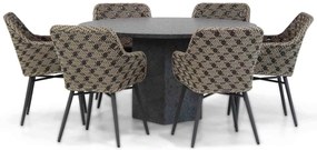Tuinset Ronde Tuintafel 6 personen 140 cm Wicker Zwart Lifestyle Garden Furniture Crossway/Graniet
