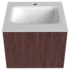 Mondiaz Kurve 50cm badmeubel ruby met 1 lade en wastafel grunne midden 1 kraangat