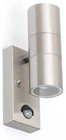 Buitenwandlamp staal 2-lichts IP44 met bewegingssensor - Duo