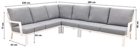 Rockford aluminium loungeset wit 5-delig - Verstelbare tafel