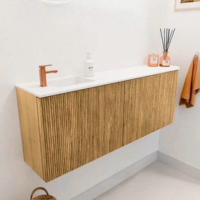 Mondiaz Joya 110cm toiletmeubel ronding rechts oak met wastafel faye links 1 kraangat talc