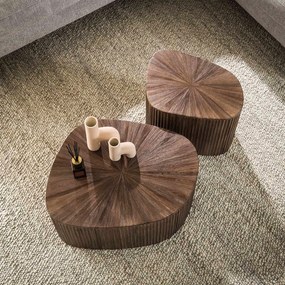 Teak Salontafelset Met Ribbels - 73 X 68cm.