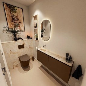 Mondiaz Ture DLux toiletmeubel 120cm rust met wastafel frappe links zonder kraangat