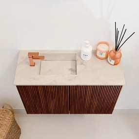 Mondiaz Joya DLux 60cm toiletmeubel ruby met wastafel faye links 1 kraangat frappe