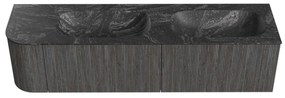 Mondiaz Kurve-dlux 175cm badmeubel ronding links shadow met 2 lades en 1 deur en wastafel stor small dubbel/rechts zonder kraangat lava