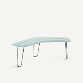 Salontafel van glas en ijzer, H35 cm, Oasis