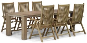 Tuinset 6 personen 240 cm Teak Old teak greywash Garden Collections Canterbury/Brighton