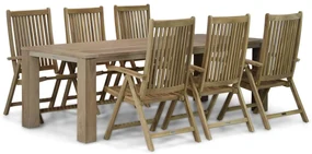 Tuinset 6 personen 240 cm Teak Old teak greywash Garden Collections Canterbury/Brighton
