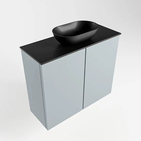 Mondiaz Fowy toiletmeubel 60cm clay met zwarte waskom midden en kraangat