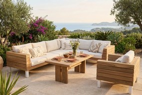 Hoek loungeset 7 personen Teak Old teak greywash  Lifestyle Garden Furniture Seashore/Brighton