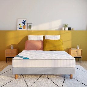 Set met halfharde latexmatras van 15 cm met 3 zones en gestoffeerde bedbodem met 10 latten