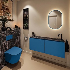 Mondiaz Ture DLux toiletmeubel 120cm jeans met wastafel lava rechts met kraangat